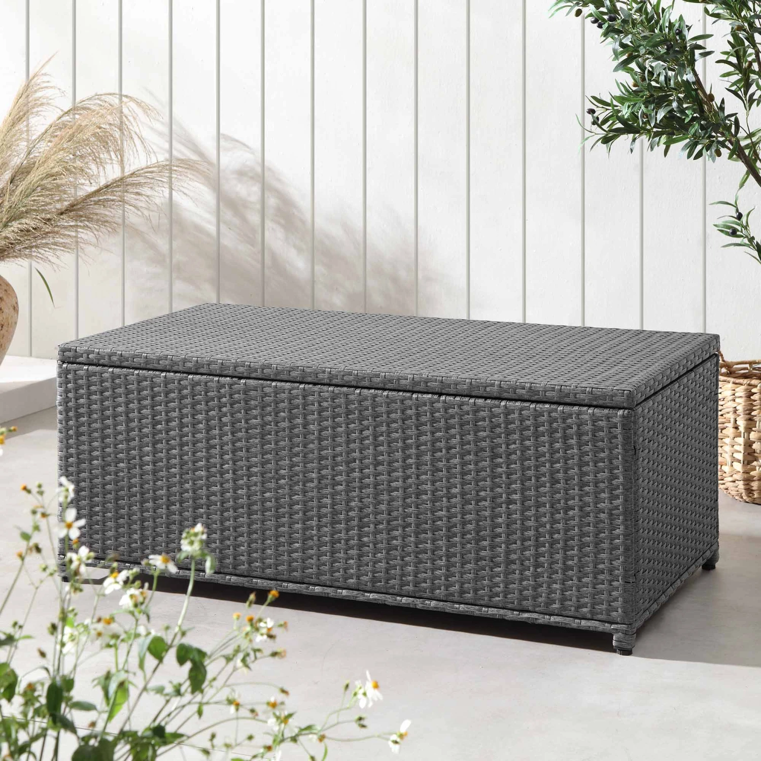 Granchester 120cm Grey Rattan Garden Storage Box β Hydraulic Lid Outdoor Cushion Trunk 2 Granchester 120cm Grey Rattan Garden Storage Box β Hydraulic Lid Outdoor Cushion Trunk - Image 2