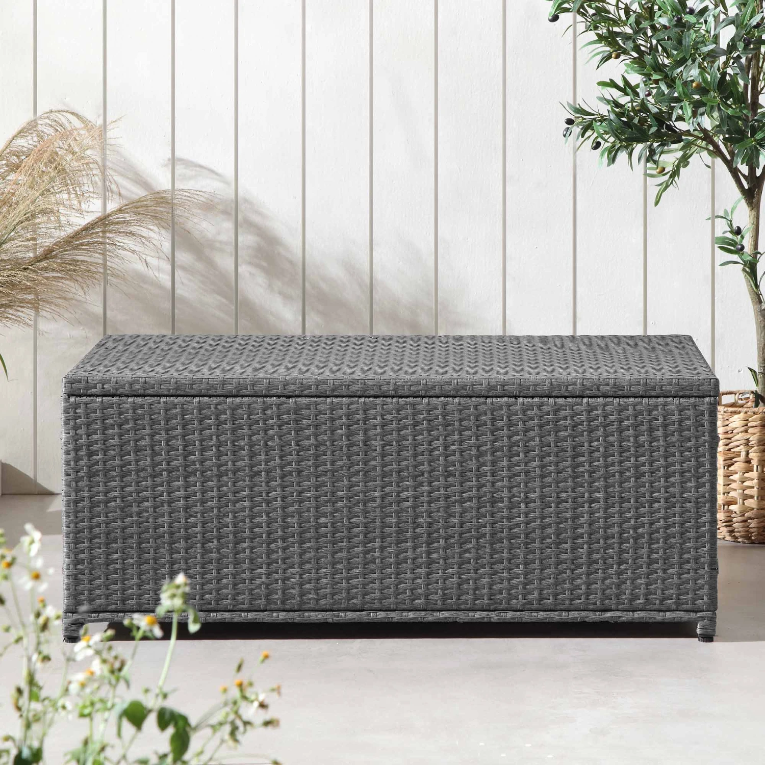 Granchester 120cm Grey Rattan Garden Storage Box β Hydraulic Lid Outdoor Cushion Trunk 3 Granchester 120cm Grey Rattan Garden Storage Box β Hydraulic Lid Outdoor Cushion Trunk - Image 3