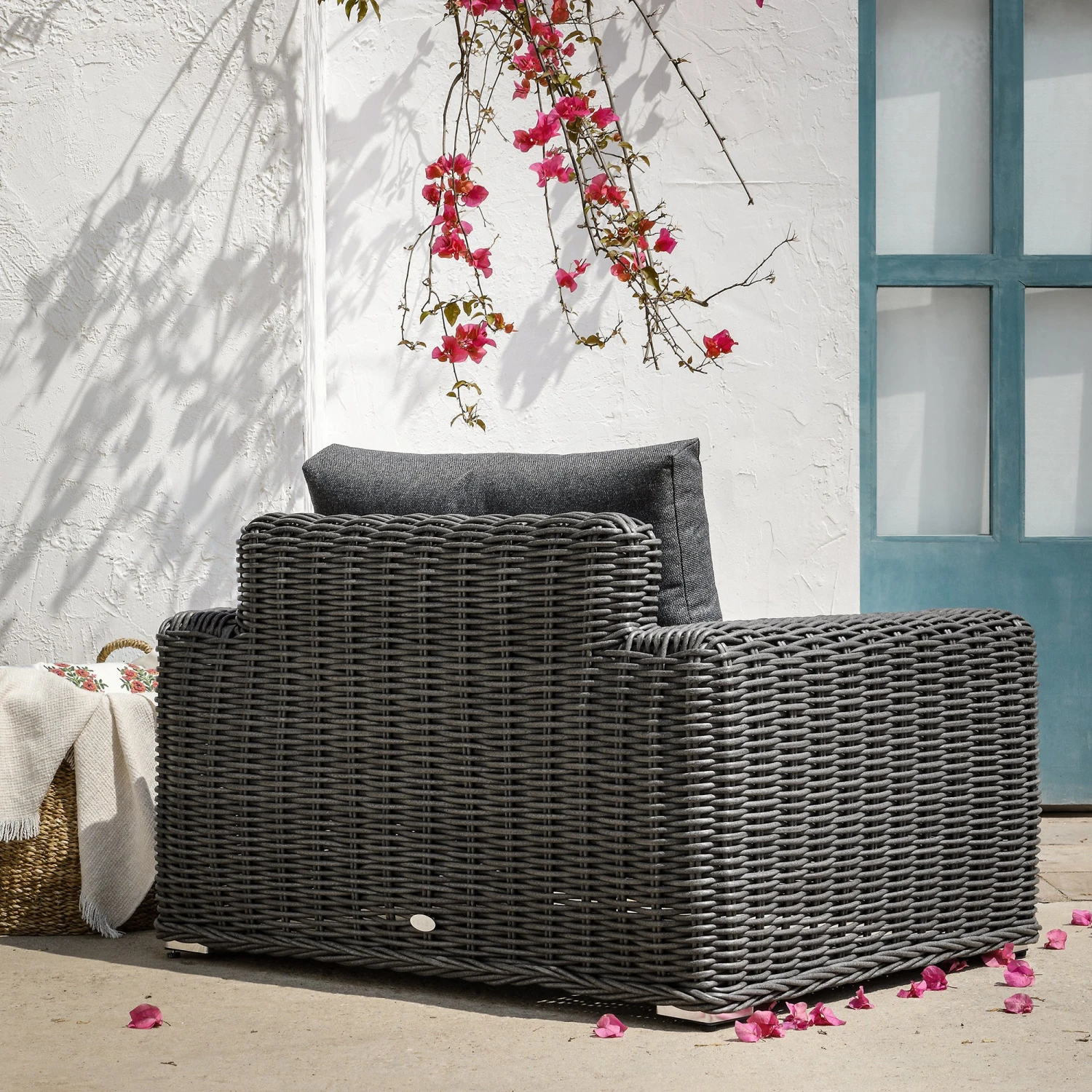 Bellagio Round Wicker Outdoor 1-Seater Sofa, Dark Grey 3 Bellagio Round Wicker Outdoor 1-Seater Sofa, Dark Grey - Image 3