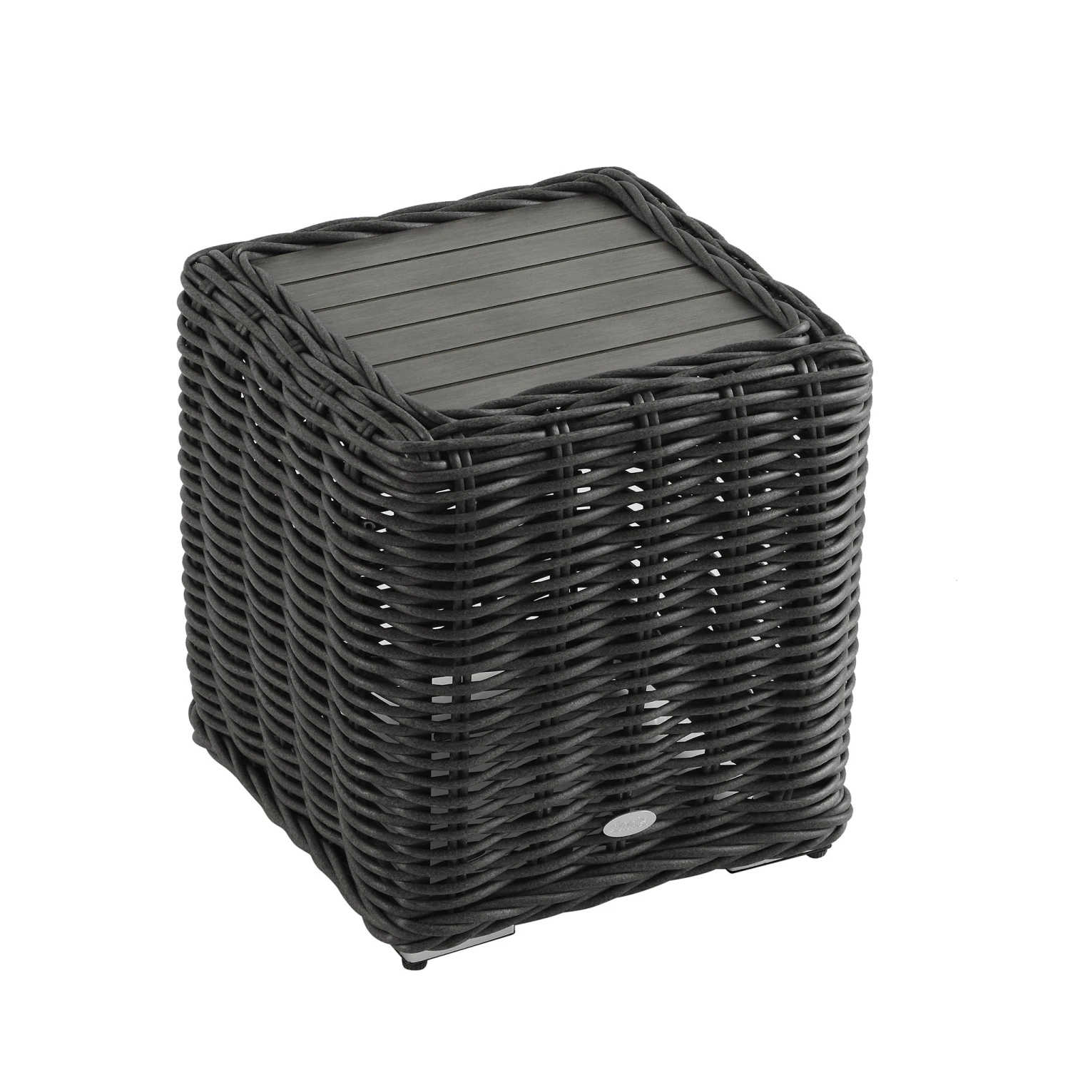 Bellagio Round Wicker Outdoor Side Table, Dark Grey 5 Bellagio Round Wicker Outdoor Side Table, Dark Grey - Image 5