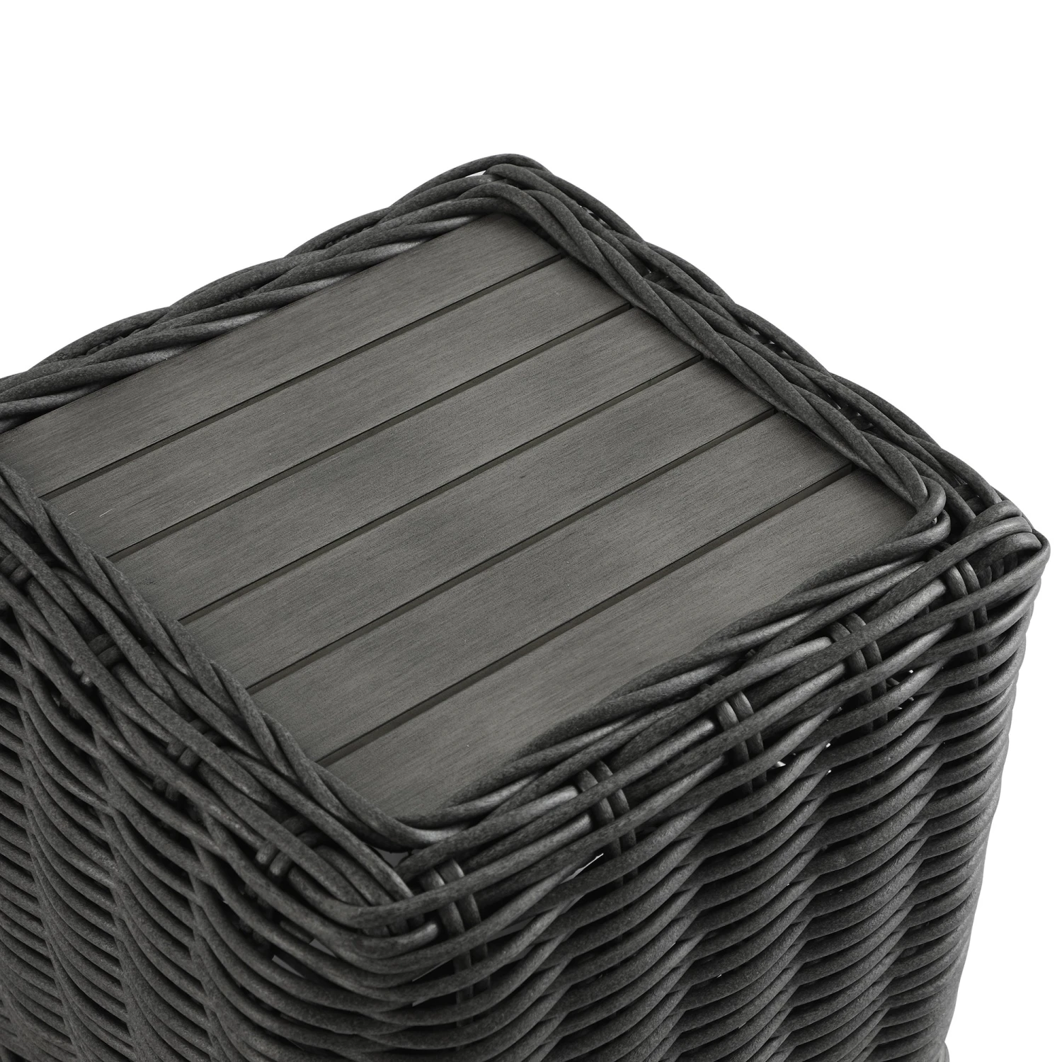 Bellagio Round Wicker Outdoor Side Table, Dark Grey 6 Bellagio Round Wicker Outdoor Side Table, Dark Grey - Image 6