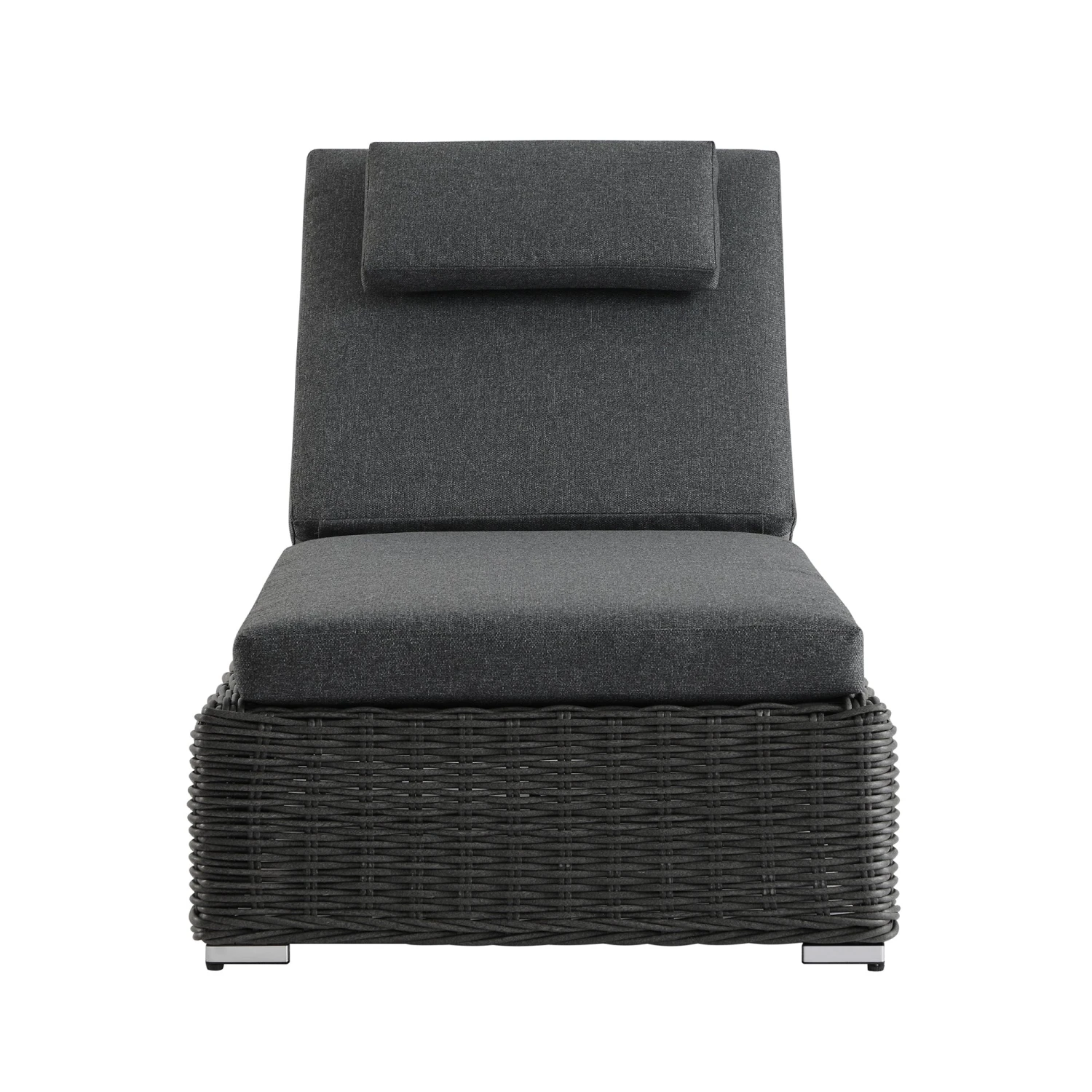 Bellagio Round Wicker Sun Lounger With Headrest, Dark Grey 4 Bellagio Round Wicker Sun Lounger With Headrest, Dark Grey - Image 4