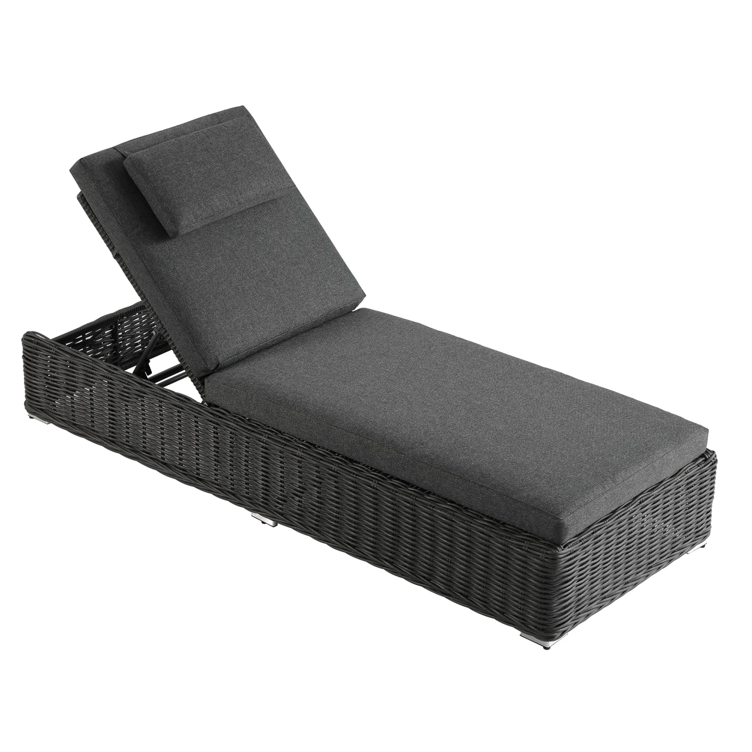 Bellagio Round Wicker Sun Lounger With Headrest, Dark Grey 6 Bellagio Round Wicker Sun Lounger With Headrest, Dark Grey - Image 6