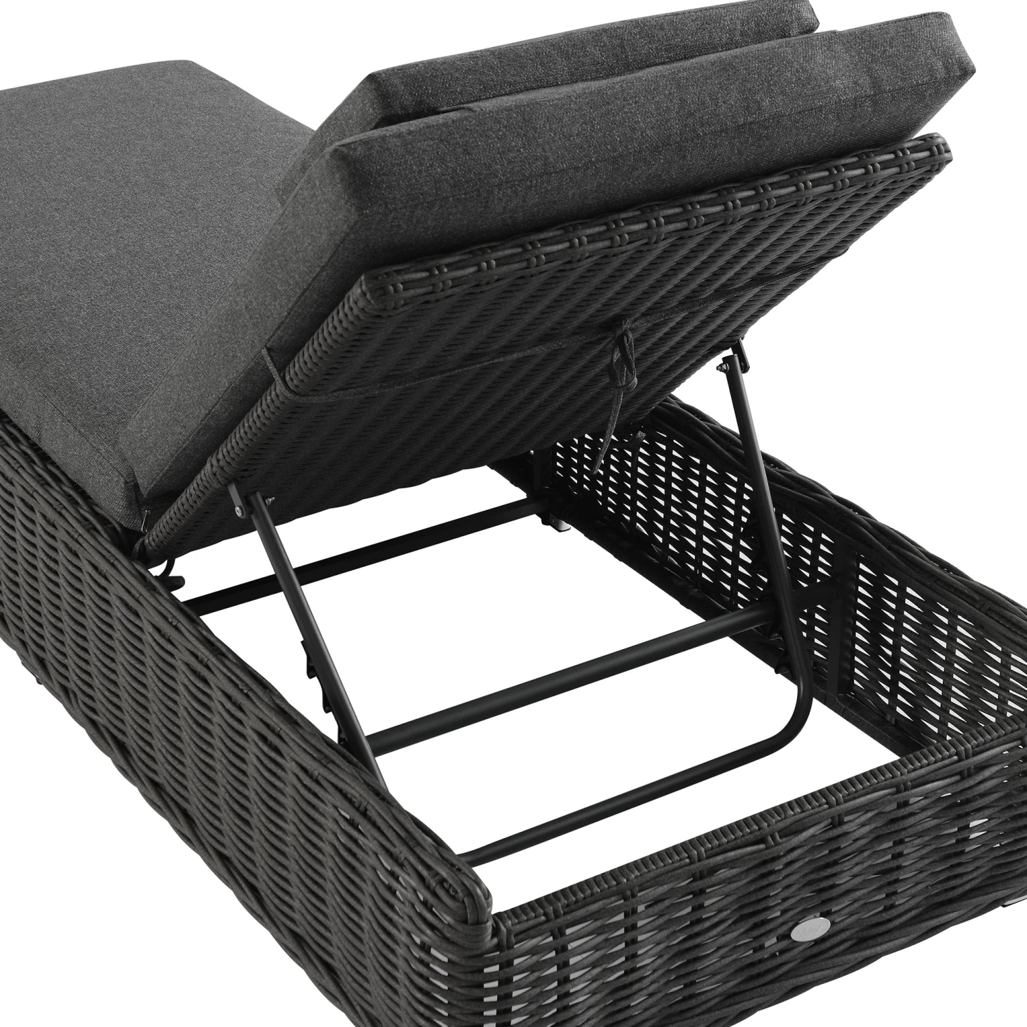Bellagio Round Wicker Sun Lounger With Headrest, Dark Grey 10 Bellagio Round Wicker Sun Lounger With Headrest, Dark Grey - Image 10