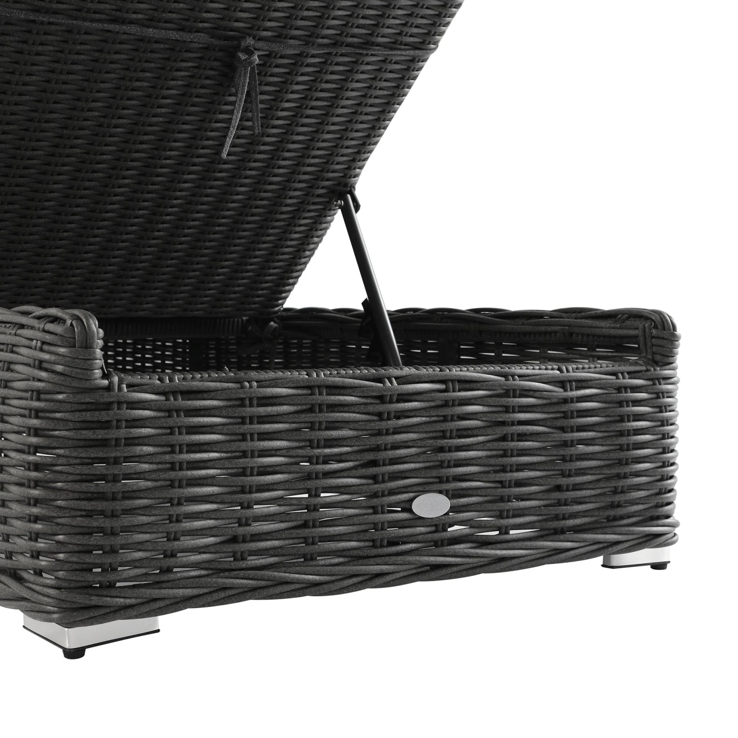 Bellagio Round Wicker Sun Lounger With Headrest, Dark Grey 11 Bellagio Round Wicker Sun Lounger With Headrest, Dark Grey - Image 11