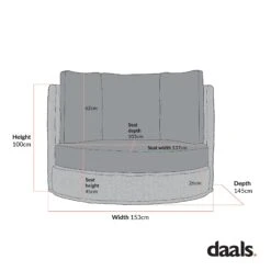Bellagio Round Wicker Swivel Daybed, Light Grey -Daals Store OD WICK2 DBED01 CHART 1