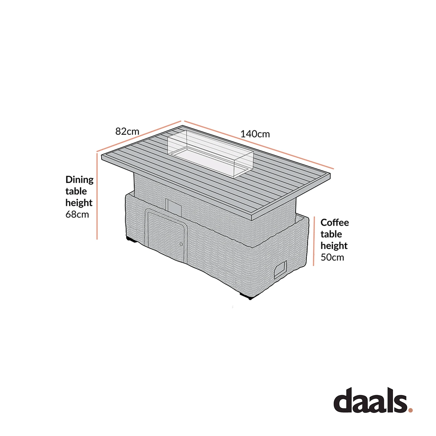 Bellagio Wicker Outdoor Rising Firepit Table, Natural 2 Bellagio Wicker Outdoor Rising Firepit Table, Natural - Image 2