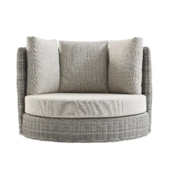 Bellagio Round Wicker Swivel Daybed, Light Grey -Daals Store OD WICK2 LGREY DBED01 GIF