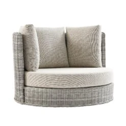 Bellagio Round Wicker Swivel Daybed, Light Grey -Daals Store OD WICK2 LGREY DBED01 WB3