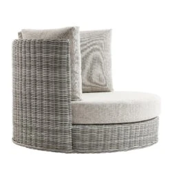 Bellagio Round Wicker Swivel Daybed, Light Grey -Daals Store OD WICK2 LGREY DBED01 WB5