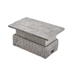 Bellagio Round Wicker Outdoor Rising Table, Light Grey