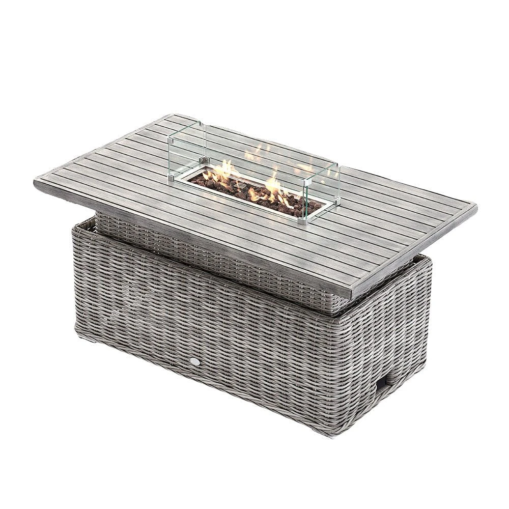 Bellagio Light Grey Round Wicker Rising Firepit Table β Brushed Wood Top Multi-Height Outdoor Table 1 Bellagio Light Grey Round Wicker Rising Firepit Table β Brushed Wood Top Multi-Height Outdoor Table