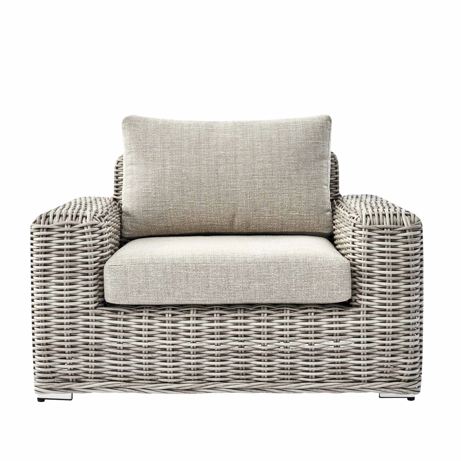 Bellagio Light Grey Round Wicker Outdoor 1-Seater Sofa - Luxury All-Weather Armchair with Taupe Cushions 2 Bellagio Light Grey Round Wicker Outdoor 1-Seater Sofa - Luxury All-Weather Armchair with Taupe Cushions - Image 2