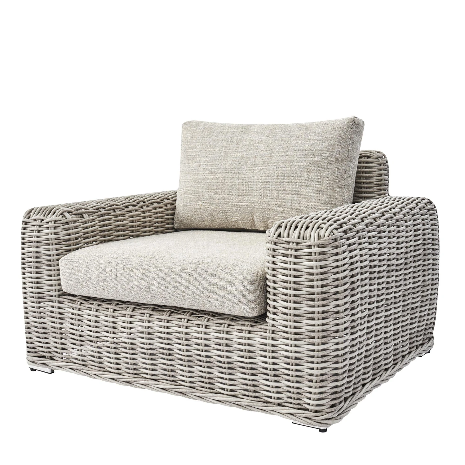 Bellagio Light Grey Round Wicker Outdoor 1-Seater Sofa - Luxury All-Weather Armchair with Taupe Cushions 3 Bellagio Light Grey Round Wicker Outdoor 1-Seater Sofa - Luxury All-Weather Armchair with Taupe Cushions - Image 3