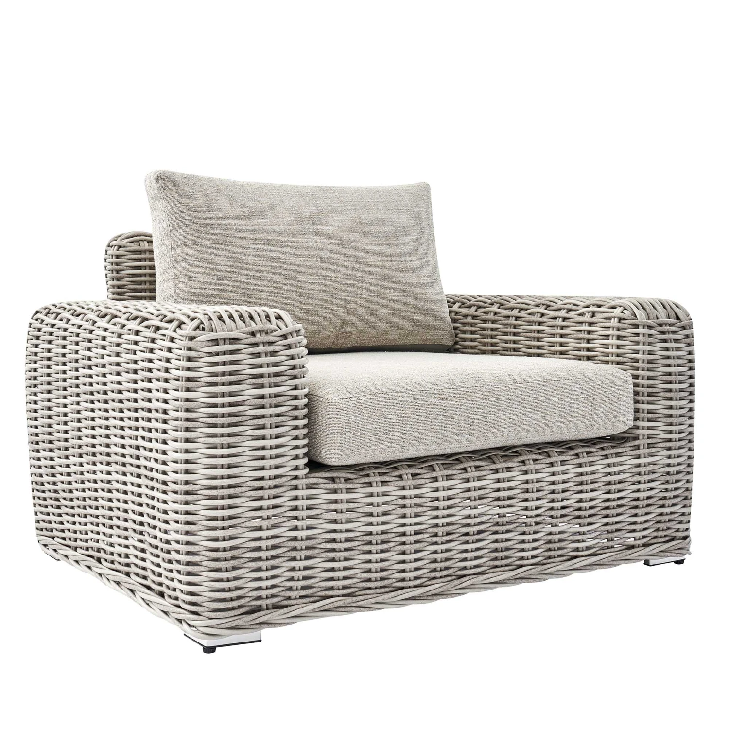 Bellagio Light Grey Round Wicker Outdoor 1-Seater Sofa - Luxury All-Weather Armchair with Taupe Cushions 5 Bellagio Light Grey Round Wicker Outdoor 1-Seater Sofa - Luxury All-Weather Armchair with Taupe Cushions - Image 5