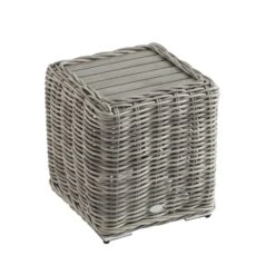 Bellagio Round Wicker Outdoor Side Table, Light Grey 13 Bellagio Round Wicker Outdoor Side Table, Light Grey -Daals Store OD WICK2 LGREY STB04 WB3