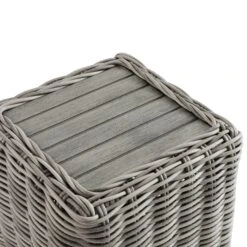 Bellagio Round Wicker Outdoor Side Table, Light Grey 14 Bellagio Round Wicker Outdoor Side Table, Light Grey -Daals Store OD WICK2 LGREY STB04 detail1