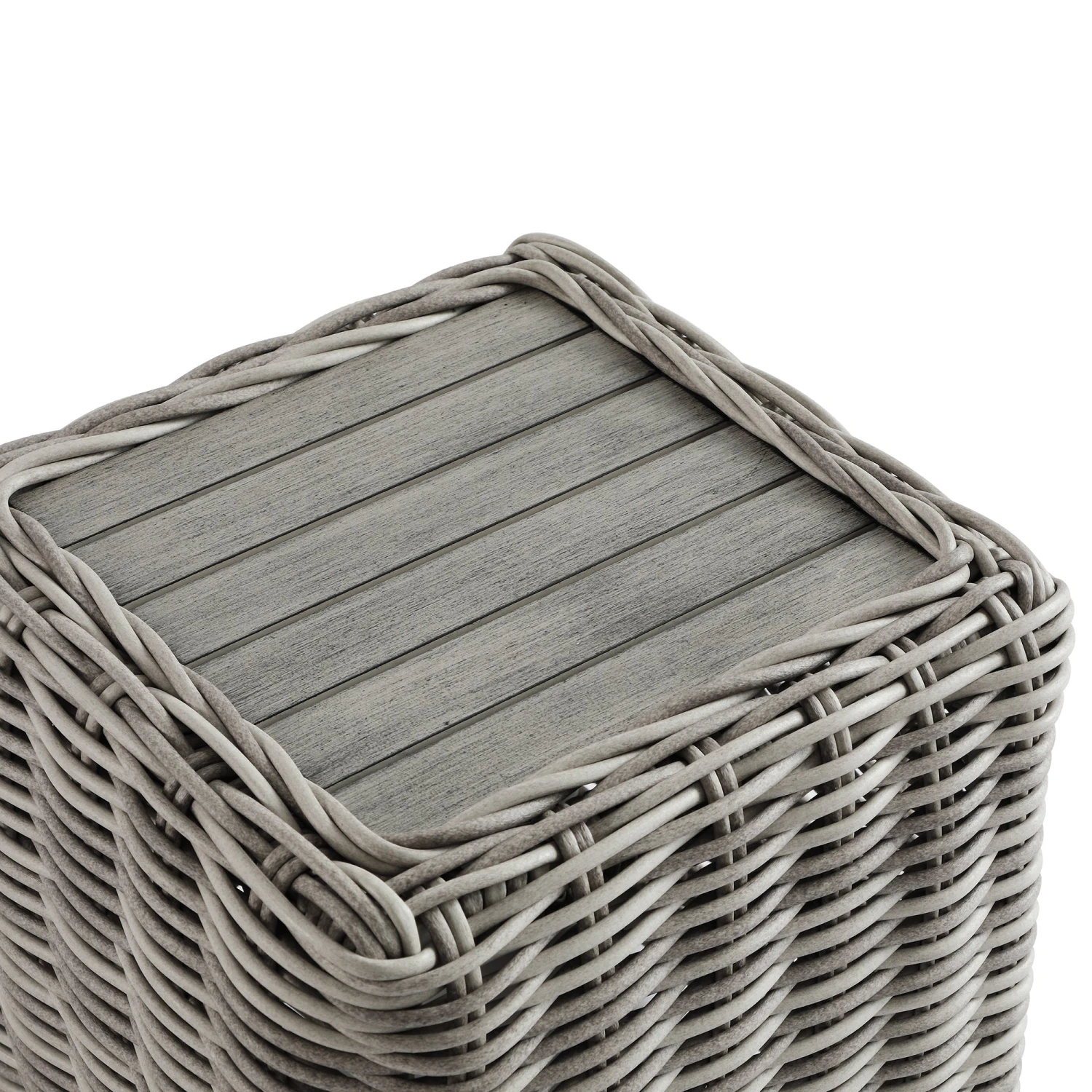 Bellagio Round Wicker Outdoor Side Table, Light Grey 7 Bellagio Round Wicker Outdoor Side Table, Light Grey - Image 7
