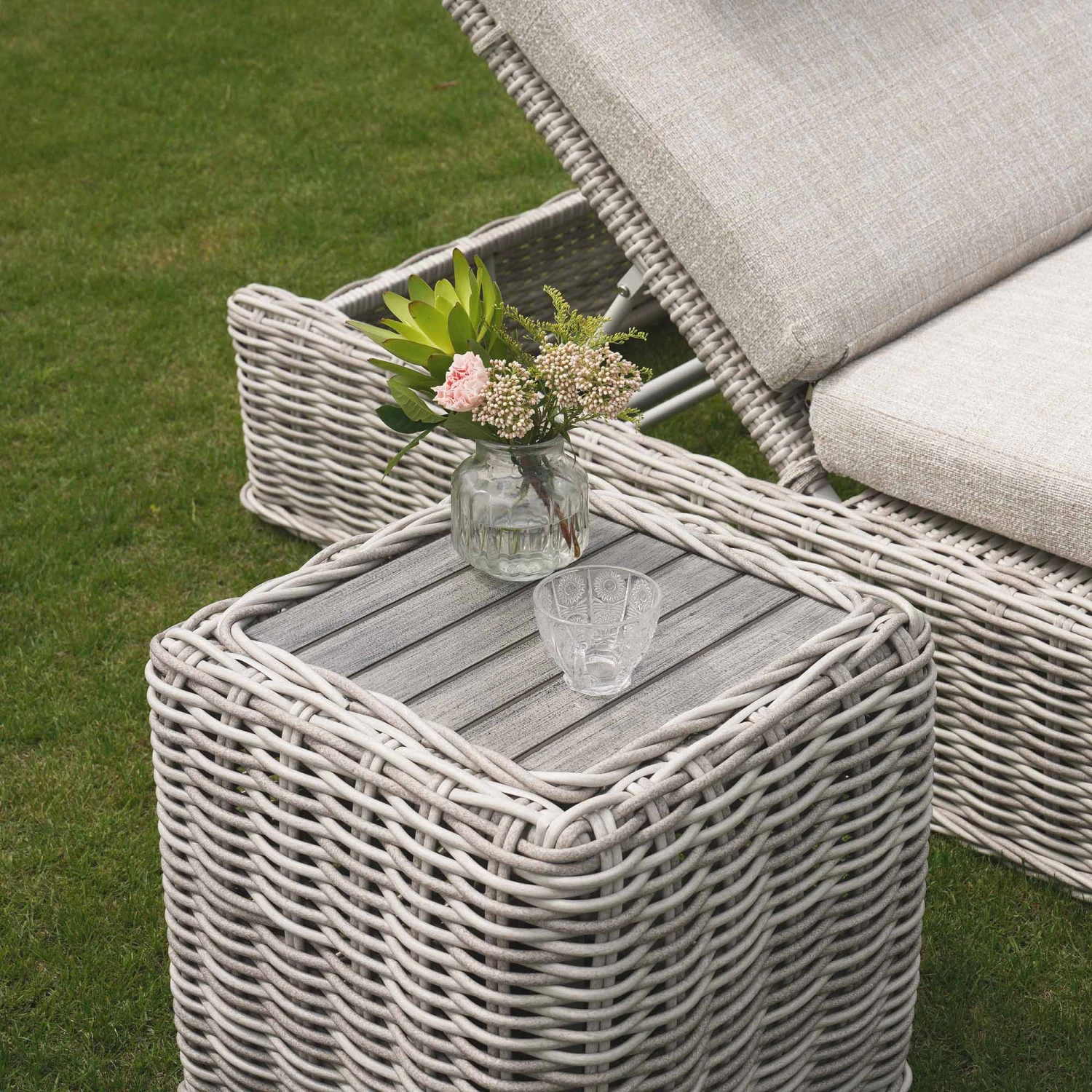 Bellagio Round Wicker Outdoor Side Table, Light Grey 1 Bellagio Round Wicker Outdoor Side Table, Light Grey