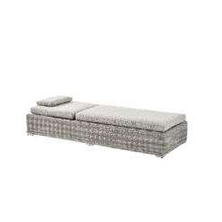 Bellagio Light Grey Round Wicker Sun Lounger – Adjustable Reclining Garden Daybed with Padded Headrest -Daals Store OD WICK2 LGREY SUNLG GIF