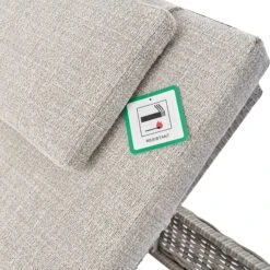 Bellagio Light Grey Round Wicker Sun Lounger – Adjustable Reclining Garden Daybed with Padded Headrest -Daals Store OD WICK2 LGREY SUNLG detail3