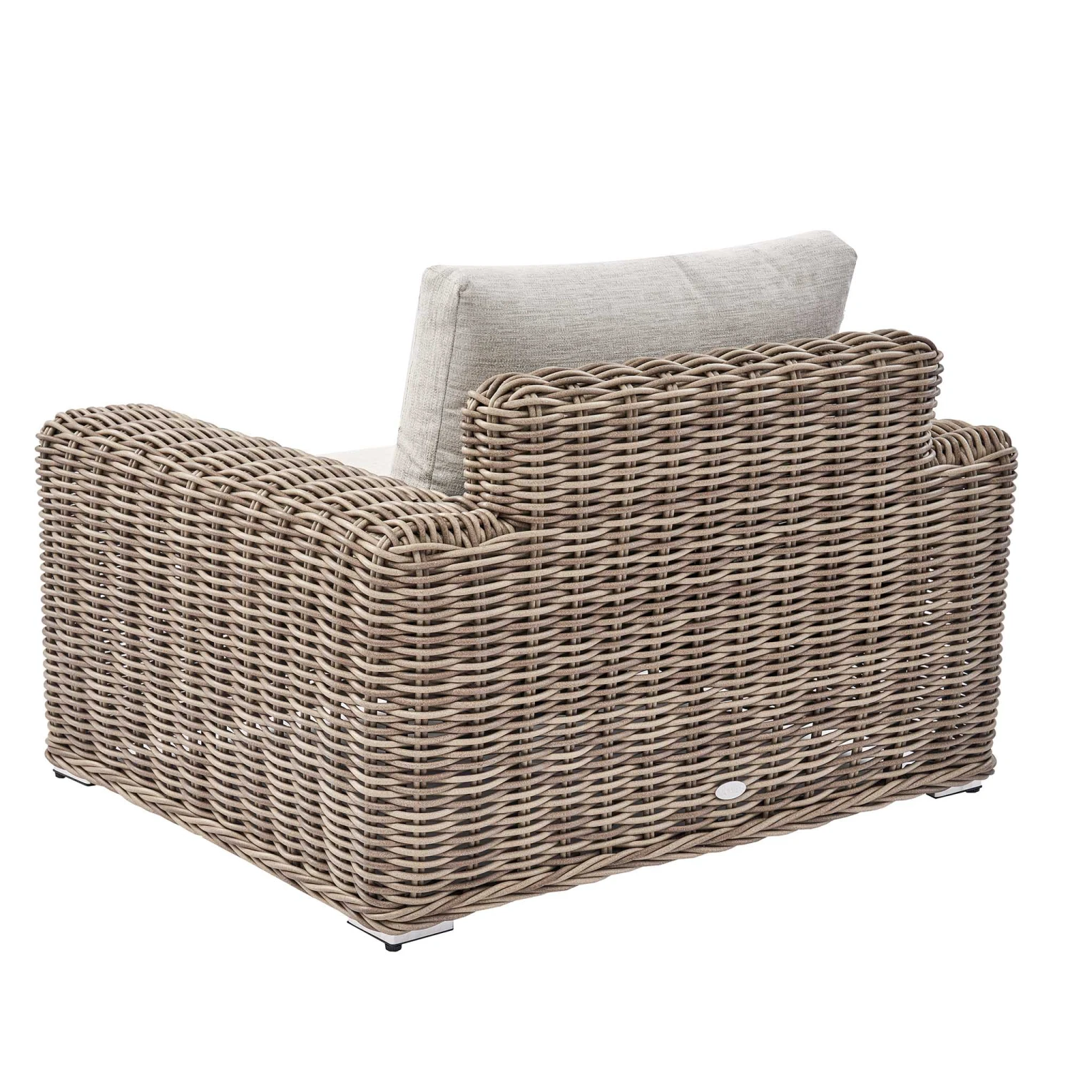 Bellagio Natural Round Wicker Outdoor 1-Seater Sofa β Luxury Woven Armchair with Beige Cushions 4 Bellagio Natural Round Wicker Outdoor 1-Seater Sofa β Luxury Woven Armchair with Beige Cushions - Image 4