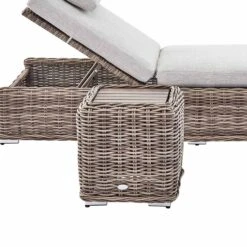 Bellagio Round Wicker Outdoor Side Table, Natural