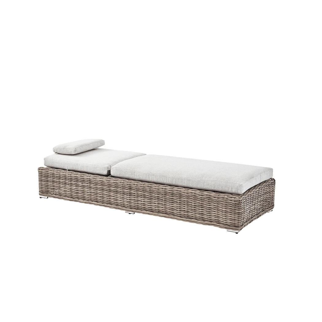 Bellagio Round Wicker Sun Lounger With Headrest, Natural 6 Bellagio Round Wicker Sun Lounger With Headrest, Natural - Image 6