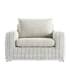 Bellagio Round Wicker Outdoor 1-Seater Sofa, White