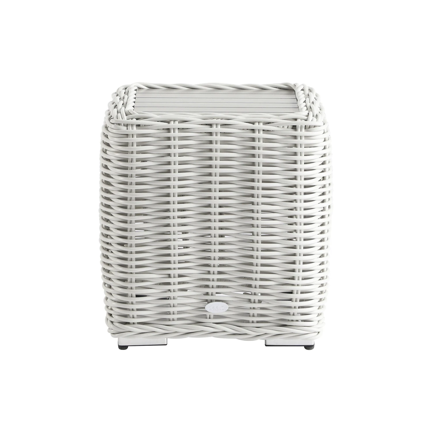 Bellagio Round Wicker Outdoor Side Table, White 2 Bellagio Round Wicker Outdoor Side Table, White - Image 2