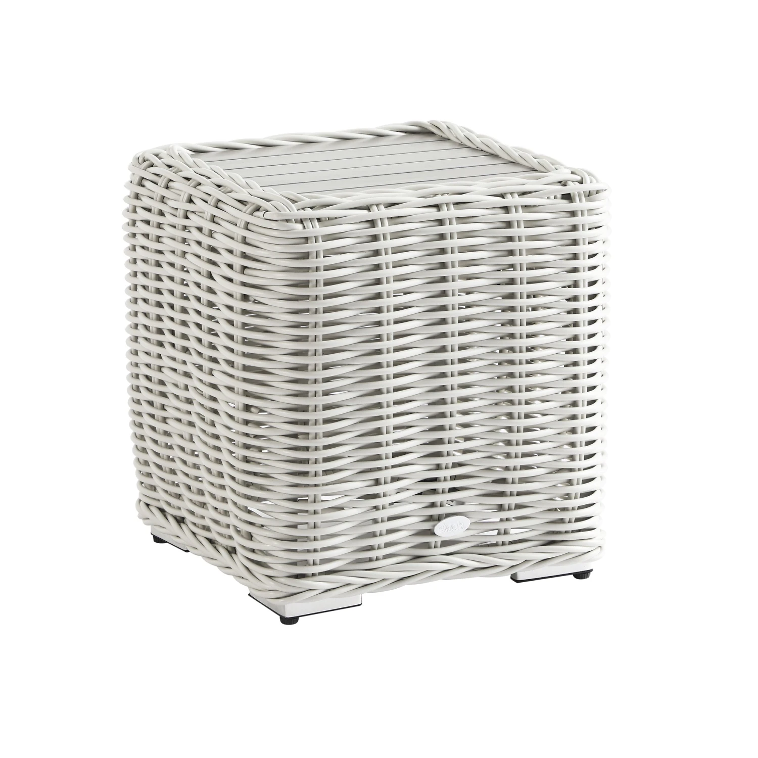 Bellagio Round Wicker Outdoor Side Table, White 3 Bellagio Round Wicker Outdoor Side Table, White - Image 3