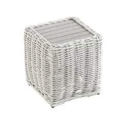 Bellagio Round Wicker Outdoor Side Table, White 12 Bellagio Round Wicker Outdoor Side Table, White -Daals Store OD WICK2 WHTE STB04 WB3