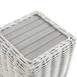 Bellagio Round Wicker Outdoor Side Table, White 13 Bellagio Round Wicker Outdoor Side Table, White -Daals Store OD WICK2 WHTE STB04 detail1