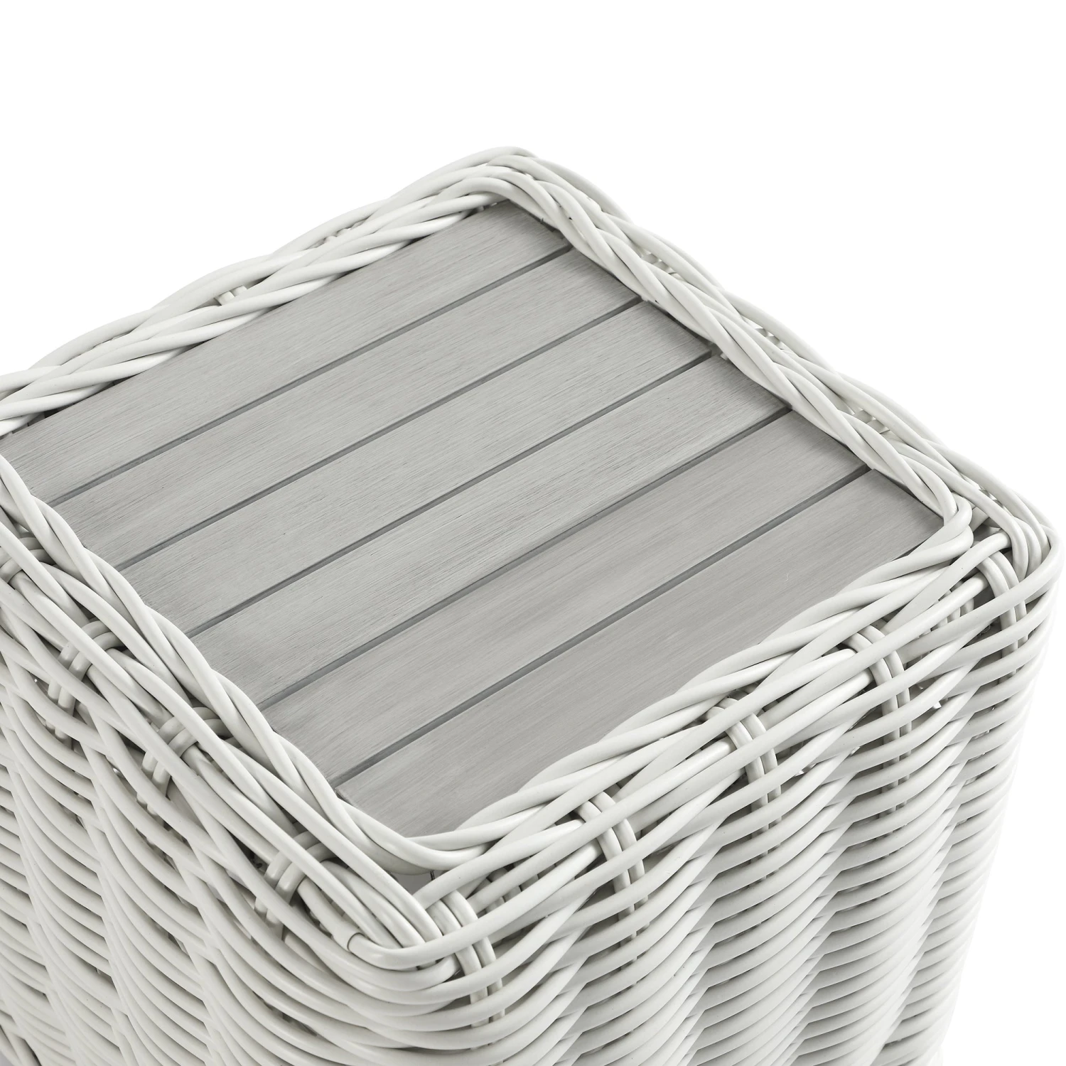 Bellagio Round Wicker Outdoor Side Table, White 6 Bellagio Round Wicker Outdoor Side Table, White - Image 6