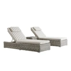 Bellagio Light Grey Round Wicker Sun Lounger β Taupe Striped Weatherproof Cushion with Headrest 15 Bellagio Light Grey Round Wicker Sun Lounger β Taupe Striped Weatherproof Cushion with Headrest -Daals Store OD WICK3 LGREY TAUPESTRIPE SUNLG WB3