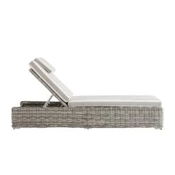 Bellagio Light Grey Round Wicker Sun Lounger β Taupe Striped Weatherproof Cushion with Headrest 16 Bellagio Light Grey Round Wicker Sun Lounger β Taupe Striped Weatherproof Cushion with Headrest -Daals Store OD WICK3 LGREY TAUPESTRIPE SUNLG WB4