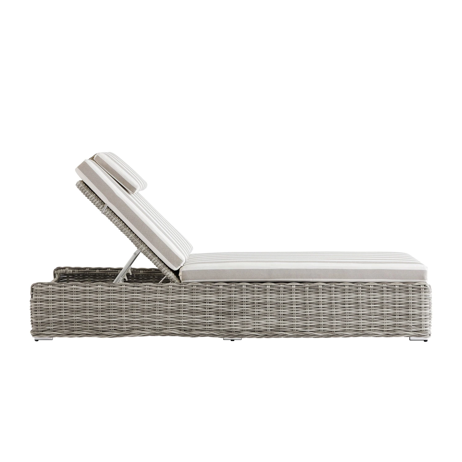 Bellagio Light Grey Round Wicker Sun Lounger β Taupe Striped Weatherproof Cushion with Headrest 6 Bellagio Light Grey Round Wicker Sun Lounger β Taupe Striped Weatherproof Cushion with Headrest - Image 6