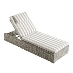 Bellagio Light Grey Round Wicker Sun Lounger β Taupe Striped Weatherproof Cushion with Headrest 17 Bellagio Light Grey Round Wicker Sun Lounger β Taupe Striped Weatherproof Cushion with Headrest -Daals Store OD WICK3 LGREY TAUPESTRIPE SUNLG WB5