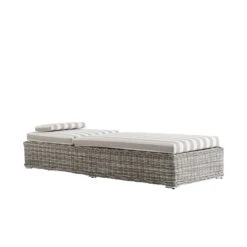 Bellagio Light Grey Round Wicker Sun Lounger β Taupe Striped Weatherproof Cushion with Headrest 18 Bellagio Light Grey Round Wicker Sun Lounger β Taupe Striped Weatherproof Cushion with Headrest -Daals Store OD WICK3 LGREY TAUPESTRIPE SUNLG WB6