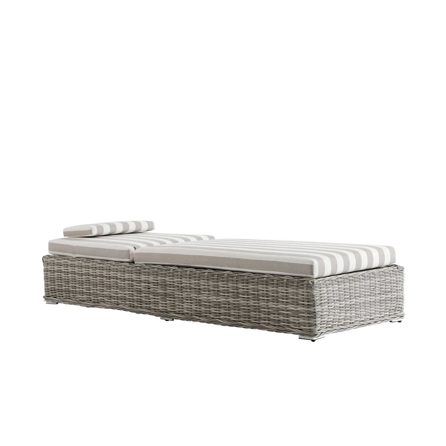 Bellagio Light Grey Round Wicker Sun Lounger β Taupe Striped Weatherproof Cushion with Headrest 8 Bellagio Light Grey Round Wicker Sun Lounger β Taupe Striped Weatherproof Cushion with Headrest - Image 8