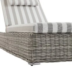 Bellagio Light Grey Round Wicker Sun Lounger β Taupe Striped Weatherproof Cushion with Headrest 19 Bellagio Light Grey Round Wicker Sun Lounger β Taupe Striped Weatherproof Cushion with Headrest -Daals Store OD WICK3 LGREY TAUPESTRIPE SUNLG detail1