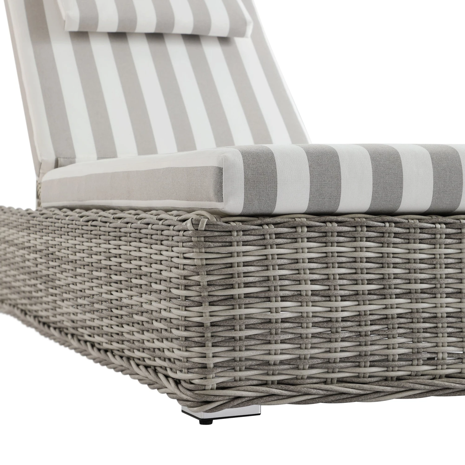 Bellagio Light Grey Round Wicker Sun Lounger β Taupe Striped Weatherproof Cushion with Headrest 9 Bellagio Light Grey Round Wicker Sun Lounger β Taupe Striped Weatherproof Cushion with Headrest - Image 9