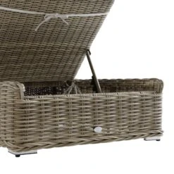 Bellagio Round Wicker Sun Lounger With Headrest, Natural With Sage Stripes -Daals Store OD WICK3 NAT SAGESTRIPE SUNLG detail3