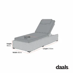 Bellagio White with Blue Striped Cushions – Nautical Round Wicker Adjustable Sun Lounger -Daals Store OD WICK3 SUNLG CHART