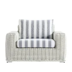 Bellagio Round Wicker Outdoor 1-Seater Sofa, White With Blue Stripes 17 Bellagio Round Wicker Outdoor 1-Seater Sofa, White With Blue Stripes -Daals Store OD WICK3 WHITE BLUESTRIPE J WB1