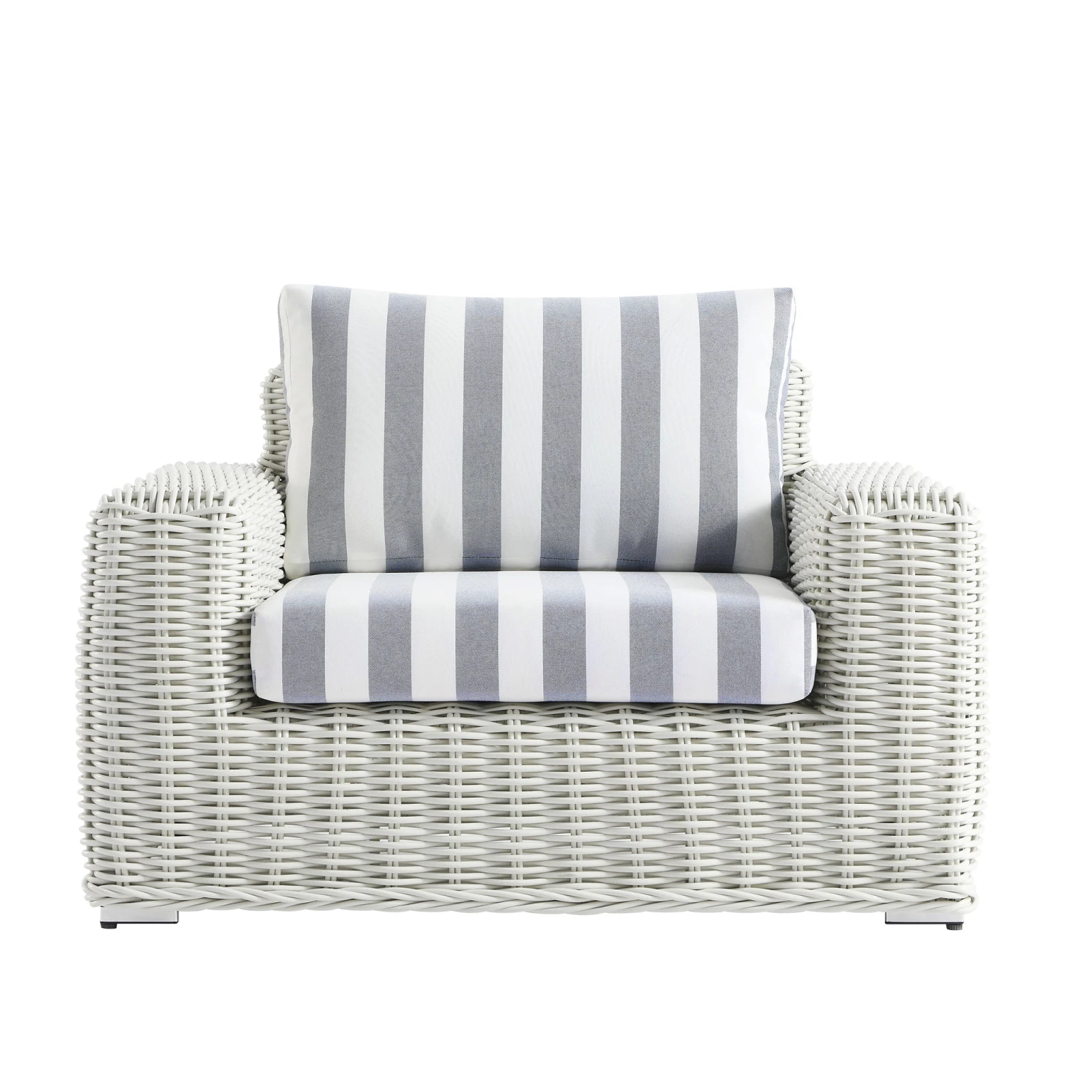 Bellagio Round Wicker Outdoor 1-Seater Sofa, White With Blue Stripes 5 Bellagio Round Wicker Outdoor 1-Seater Sofa, White With Blue Stripes - Image 5