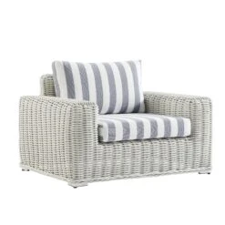 Bellagio Round Wicker Outdoor 1-Seater Sofa, White With Blue Stripes 18 Bellagio Round Wicker Outdoor 1-Seater Sofa, White With Blue Stripes -Daals Store OD WICK3 WHITE BLUESTRIPE J WB2