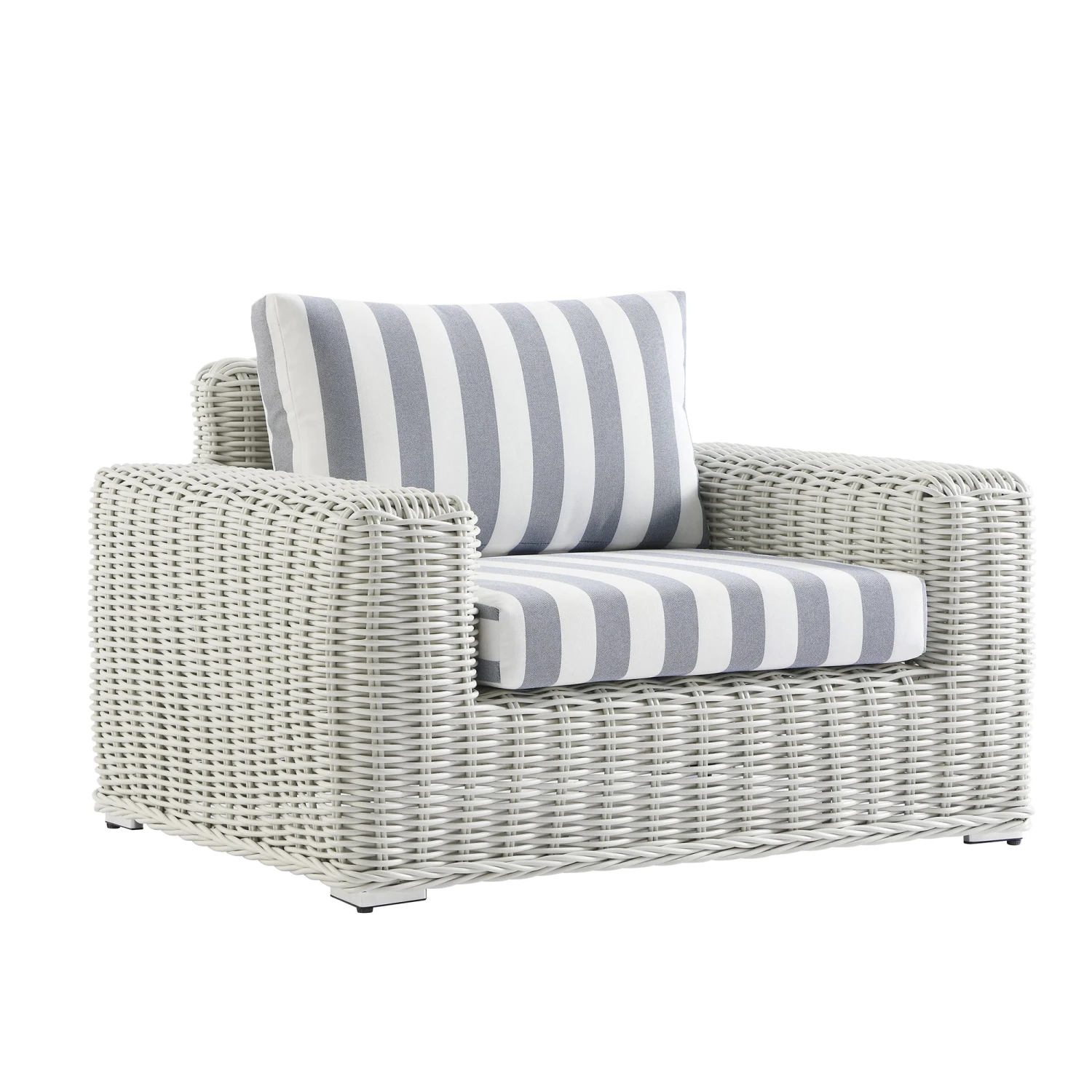 Bellagio Round Wicker Outdoor 1-Seater Sofa, White With Blue Stripes 6 Bellagio Round Wicker Outdoor 1-Seater Sofa, White With Blue Stripes - Image 6