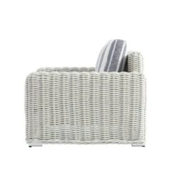 Bellagio Round Wicker Outdoor 1-Seater Sofa, White With Blue Stripes 21 Bellagio Round Wicker Outdoor 1-Seater Sofa, White With Blue Stripes -Daals Store OD WICK3 WHITE BLUESTRIPE J WB4