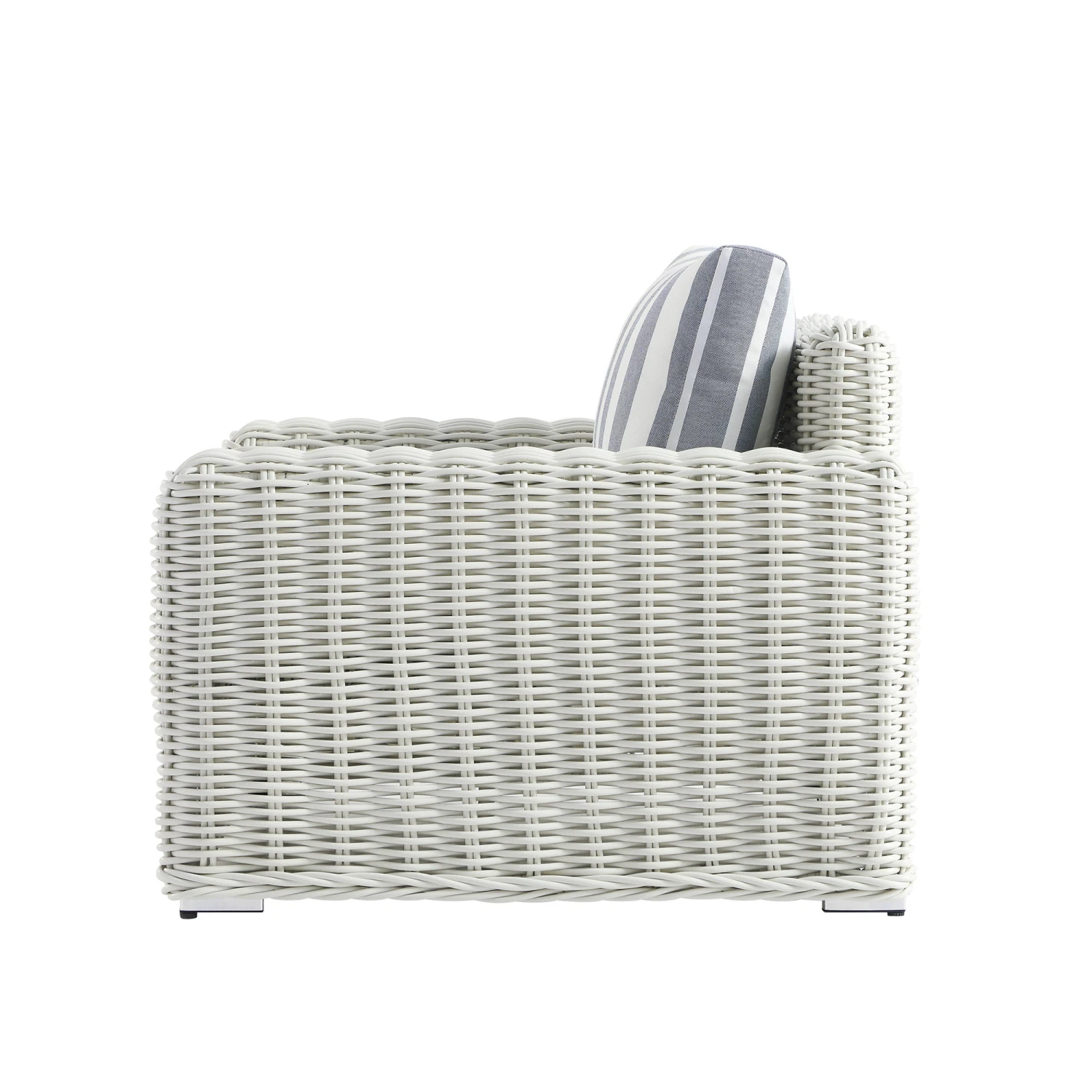 Bellagio Round Wicker Outdoor 1-Seater Sofa, White With Blue Stripes 9 Bellagio Round Wicker Outdoor 1-Seater Sofa, White With Blue Stripes - Image 9